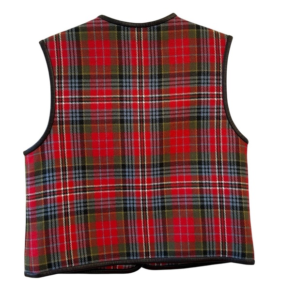 Vintage Holiday Christmas Fall Casual Corner Red Green Wool Plaid Vest Size 10 - Picture 3 of 9